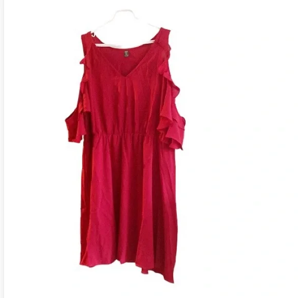 🆕 SHEIN Red Cold Shoulder Dress!!! Brand New!!! Plus 4X - Picture 4 of 5